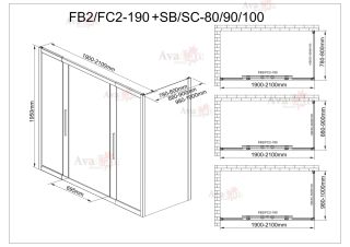 Душевой уголок AvaCan FB2 190-210 + SB80 MT чёрный